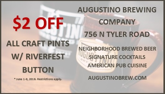 Come on in and enjoy $2 off beers with your Riverfest Button June 1-9, 2018